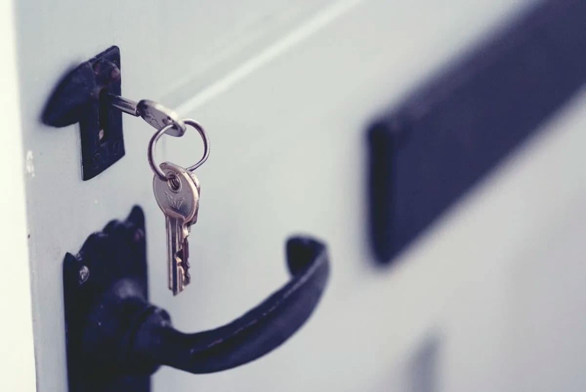 Door lock and cylinder close-up